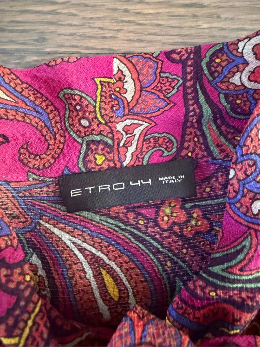 Etro Fuscia Pink Paisley Bow Front Button Down Blouse EUC Size 44 100% Silk - Picture 6 of 8